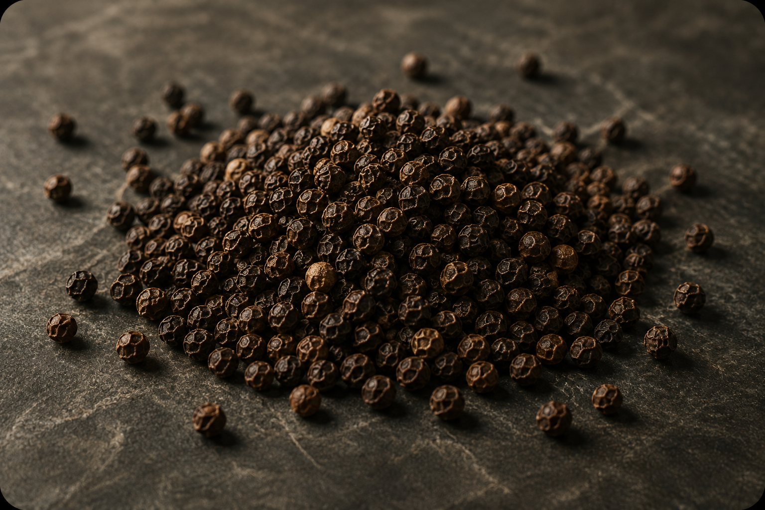 black peppercorns – Piper nigrum – traditional Ayurvedic spice