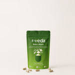 r-veda Baba's Blend — proprietary nine-herb Ayurvedic formula capsules, made in the UK